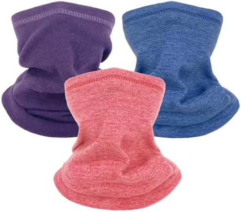 lifwimner 3 Pack Winter Neck Warmer for Kids Warm Fleece Windproof Neck Gaiter Ski Mask for 3-6 Year Boys Girls Scarf Snood for Running Cycling Outdoor Sports