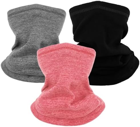 lifwimner 3 Pack Winter Neck Warmer for Kids Warm Fleece Windproof Neck Gaiter Ski Mask for 3-6 Year Boys Girls Scarf Snood for Running Cycling Outdoor Sports