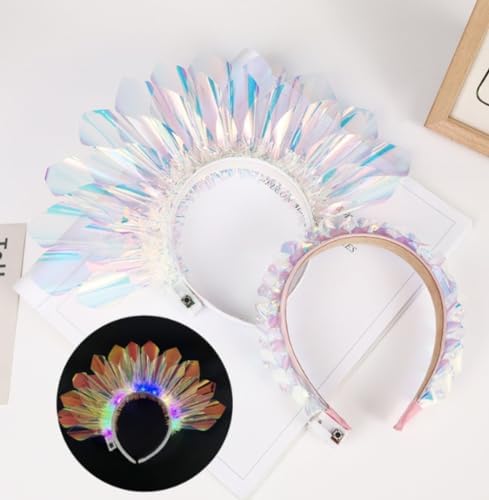 Light Up Headband Flashing Hair Band LED Braided Hair Hoops Luminous Hair Accessories Lighted Party (A)