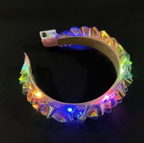 Light Up Headband Flashing Hair Band LED Braided Hair Hoops Luminous Hair Accessories Lighted Party (A)