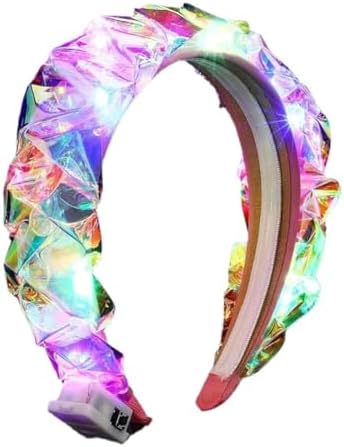 Light Up Headband Flashing Hair Band LED Braided Hair Hoops Luminous Hair Accessories Lighted Party (A)