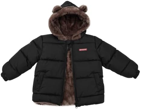 LIKCAISA Kids Boys Girls Winter Coats Hooded Down Thicken Jackets With Cute Ear Toddler Baby Boys Girls Warm Fleece Coat Kids Baby Winter Clothes