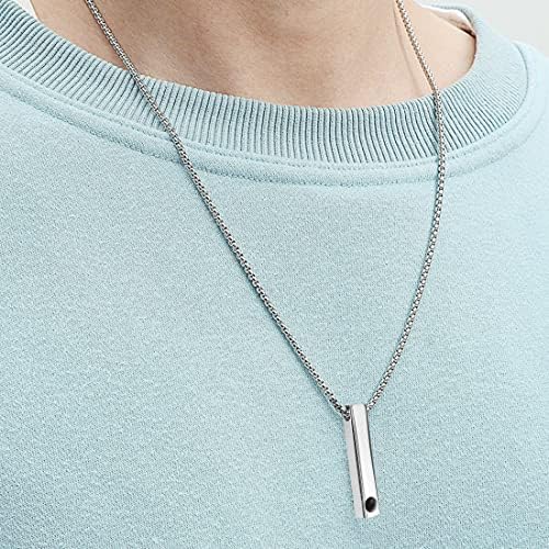 Lilancer Personalized Photo Projection Necklace With Picture Inside Custom Rectangular Pendant Text Gifts For Dad Necklace Anniversary Birthday (style 1)