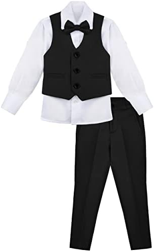 Lilax Boys Formal 4 Piece Dress Shirt Pants And Tie And Vest Suit Set