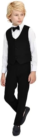 Lilax Boys Formal 4 Piece Dress Shirt Pants and Tie and Vest Suit Set