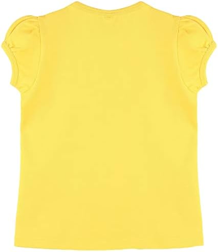 Lilax Girls' Basic Short Puff Sleeve Round Neck Cotton T-Shirt