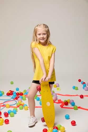 Lilax Girls' Basic Short Puff Sleeve Round Neck Cotton T-Shirt