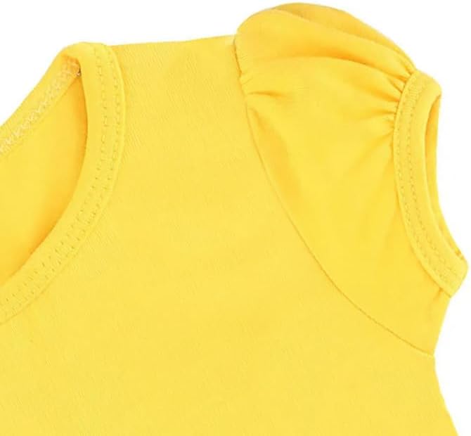 Lilax Girls' Basic Short Puff Sleeve Round Neck Cotton T-Shirt