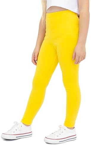 Lilax Girls' Basic Solid Full Length Leggings