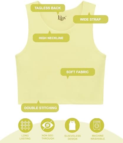Lilax Girls' Double Lined Sleeveless Basic Crop Tank Top