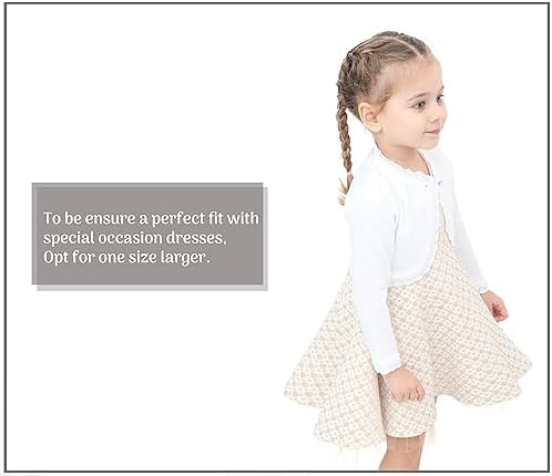 Lilax Little Girls' Knit Long Sleeve Button Closure Bolero Cardigan Shrug