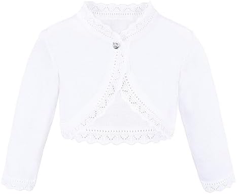 Lilax Little Girls' Knit Long Sleeve Button Closure Bolero Cardigan Shrug
