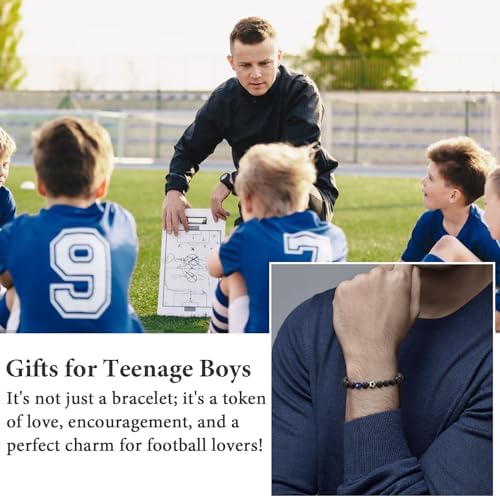 LINXINS Football Bracelets For Boys Football Gifts For Teenage Boys Age 8 9 10 11 12 13 14 15 Years Old Birthday Christmas Graduation Gifts For Son Grandson Nephew Brother