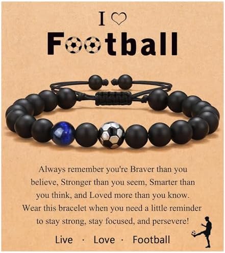 LINXINS Football Bracelets for Boys Football Gifts for Teenage Boys Age 8 9 10 11 12 13 14 15 Years Old Birthday Christmas Graduation Gifts for Son Grandson Nephew Brother