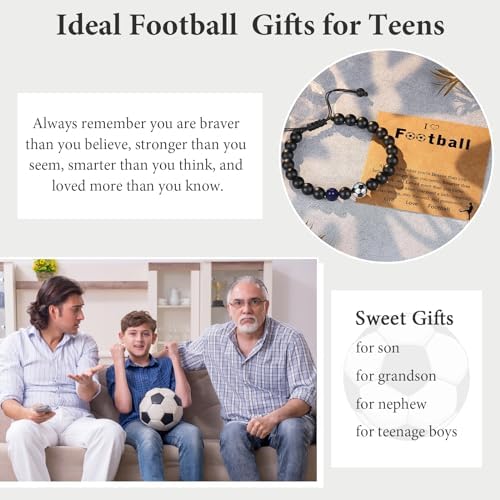 LINXINS Football Bracelets For Boys Football Gifts For Teenage Boys Age 8 9 10 11 12 13 14 15 Years Old Birthday Christmas Graduation Gifts For Son Grandson Nephew Brother