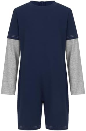 Linyuir Kids Special Needs Adaptive Clothing Autism Sensory Long Sleeve Jumpsuit Anti-Strip Back-Zip Lightweight Romper