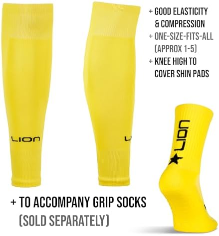 LION SPORTSWEAR Kids/Youth Football Sock Sleeves To Accompany Grip Socks - Fits Over Calf/Shin Pads - Variety Of Colors To Match Your Team Kit