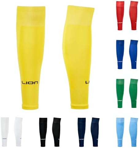 LION SPORTSWEAR Kids/Youth Football Sock Sleeves To Accompany Grip Socks - Fits Over Calf/Shin Pads - Variety Of Colors To Match Your Team Kit