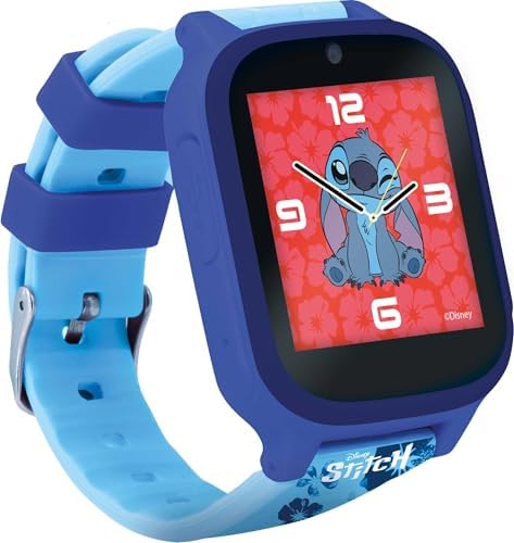 Lisciani - STITCH SMARTWATCH - Connected Watch For Children From 7 Years - Interchangeable Stitch Backgrounds -5 Interactive Games - Touch Screen - Camera Alarm Clock Timer & Lamp Functions