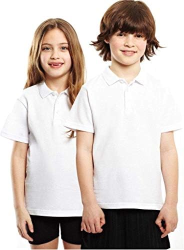 Listers Schoolwear Age 3-16 White 100% Cotton School Plain Polo Shirt Short Sleeve Childrens Boys Girls P.E