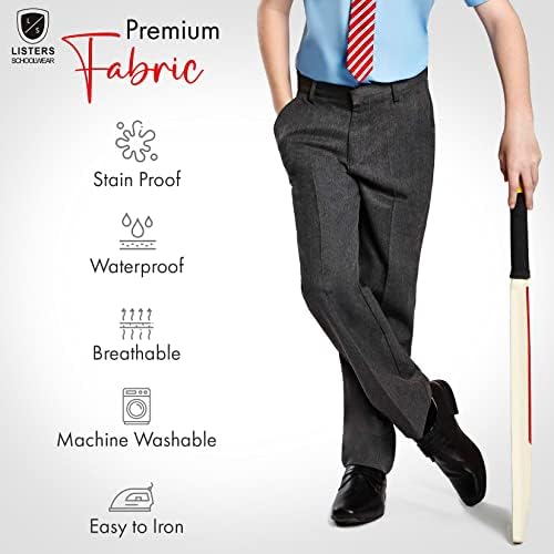 Listers Schoolwear Boys Pull Up School Elasticated Trousers Black Grey Navy Age 2 3 4 5 6 7 8 9 10 11 12 13 14 15 16 17 18 Years