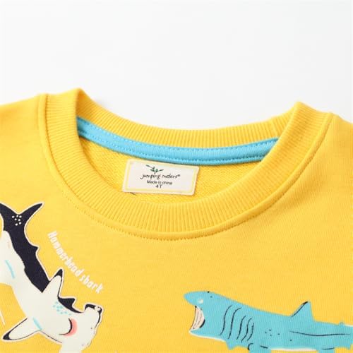 LitBud Boys Sweatshirts Shark Crewneck Pullover For Toddler Clothes Boy Cotton Top Long Sleeve Casual Jumper T Shirt Fall For Kids Size 1-7 Years Old