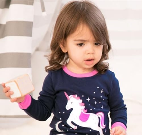 LitBud Girls Pajamas Unicorn Sleepwears 2pcs Long Sleeves Pjs Nightwear Tops + Pants Sets Nightwear Outfits For Kids Toddler 2-10 Years