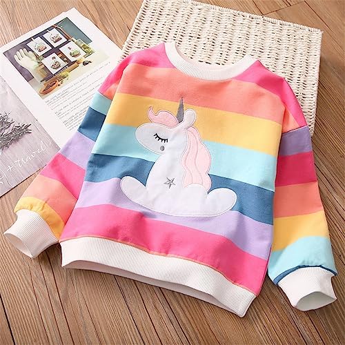 LitBud Girls Sweatshirts Unicorn Crewneck Pullover For Toddler Clothes Girl Cotton Top Long Sleeve Casual Jumper T Shirt Fall For Kids Size 1-7 Years Old