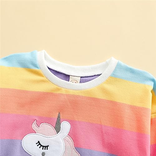LitBud Girls Sweatshirts Unicorn Crewneck Pullover For Toddler Clothes Girl Cotton Top Long Sleeve Casual Jumper T Shirt Fall For Kids Size 1-7 Years Old