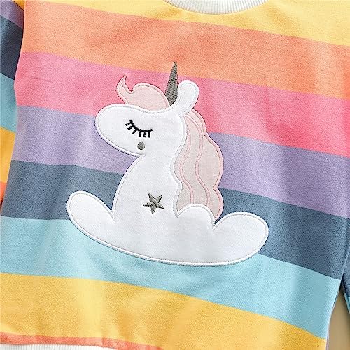 LitBud Girls Sweatshirts Unicorn Crewneck Pullover For Toddler Clothes Girl Cotton Top Long Sleeve Casual Jumper T Shirt Fall For Kids Size 1-7 Years Old