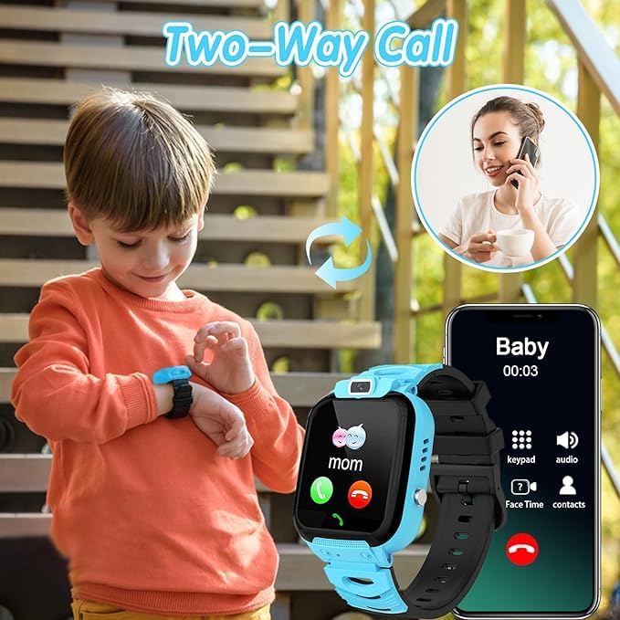 LITEYPP Smart Watch Answer/Make Calls Kids Smart Watch Connected GPS Phone For Boys And Girls With Calling SOS Camera Music Player Alarm Video Birthday Gifts For Kids