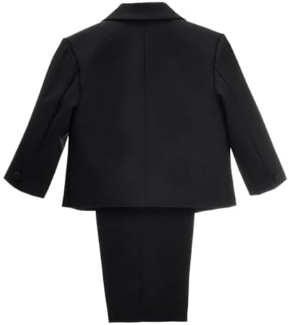 Lito Angels Baby Boy Formal Suit 5 Pieces Set Wedding Christening Baptism Outfit (Blazer Shirt Waistcoat Trousers Bow Tie) Ivory/White/Black/Royal Blue