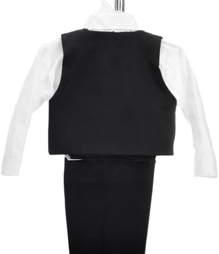 Lito Angels Baby Boy Formal Suit 5 Pieces Set Wedding Christening Baptism Outfit (Blazer Shirt Waistcoat Trousers Bow Tie) Ivory/White/Black/Royal Blue