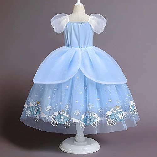 Lito Angels Princess Cinderella Fancy Dress Up Costume Party Ball Gown With Sleevelet Gloves For Kids Girls Age 2-7 Years Blue