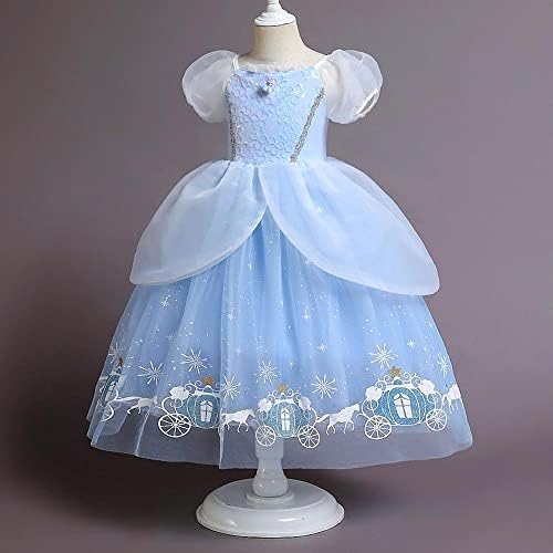Lito Angels Princess Cinderella Fancy Dress Up Costume Party Ball Gown With Sleevelet Gloves For Kids Girls Age 2-7 Years Blue