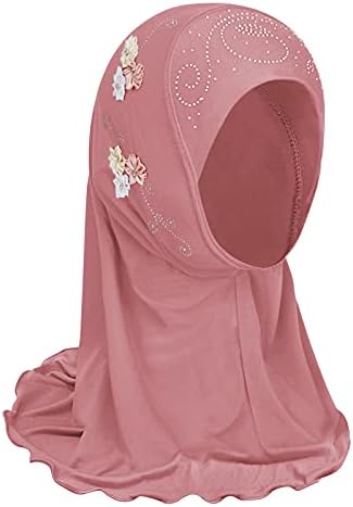 Little Girls Flowers Hijab Soft One Piece Bonnet Hat Arabian Bandana for 2-6Yrs