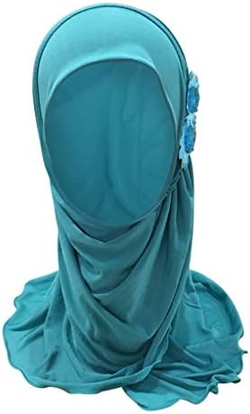 Little Girls Hijab Scarf Kids Muslim Headscarf Floral Islamic Amira Arab Instant Hijabs Head Wrap One Piece Prayer Scarves Lace Beanies Turban UV Protection Bandana Hat For 2-6 Years