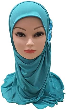 Little Girls Hijab Scarf Kids Muslim Headscarf Floral Islamic Amira Arab Instant Hijabs Head Wrap One Piece Prayer Scarves Lace Beanies Turban UV Protection Bandana Hat For 2-6 Years