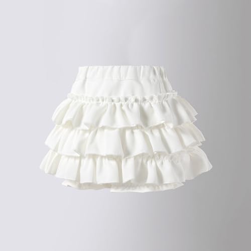 Little Girls Pleated Skirt With Shorts Kids Athletic A-Line Skirt High Waisted Ruffles Cute Tiered Mini Short Skirts
