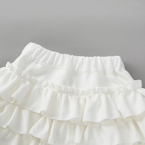 Little Girls Pleated Skirt With Shorts Kids Athletic A-Line Skirt High Waisted Ruffles Cute Tiered Mini Short Skirts
