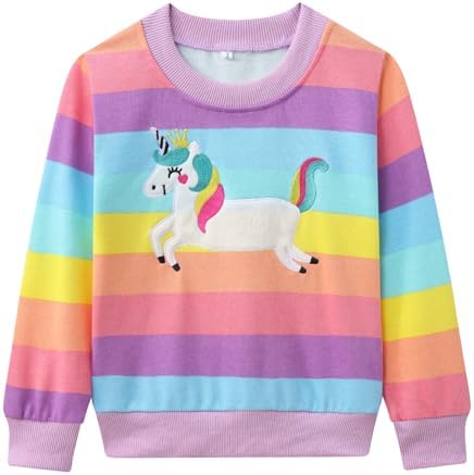 Little Girls Sweatshirt Long Sleeve Cotton Jumper Casual Kids Christmas Shirt Tops Childrens Pullover T-Shirt for Toddler Clothes Age 2-7 Years