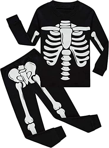 Little Hand Boys Pyjamas Set Skeleton Glow In The Dark Cotton Pjs Kids Sleepwear Halloween Outfits Toddler Clothes Age 1-7 Years