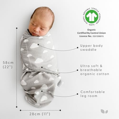 Little Seeds Swaddle Blanket 0-3 Months 3-Pack Organic Cotton Baby Swaddles - Swaddles For Newborns Infant Boys & Girls Soft & Snug Hip-Healthy Swaddling Blankets