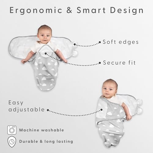 Little Seeds Swaddle Blanket 0-3 Months 3-Pack Organic Cotton Baby Swaddles - Swaddles For Newborns Infant Boys & Girls Soft & Snug Hip-Healthy Swaddling Blankets