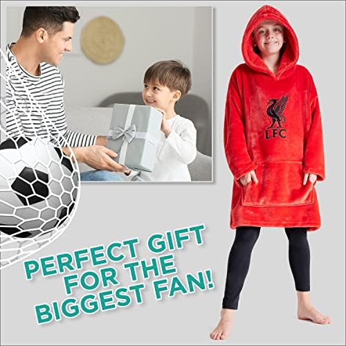Liverpool FC Fleece Hoodie Blanket For Boys Teenagers One Size Kids Oversized Hoodie Liverpool Gifts For Boys