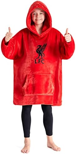Liverpool FC Fleece Hoodie Blanket for Boys Teenagers One Size Kids Oversized Hoodie Liverpool Gifts for Boys