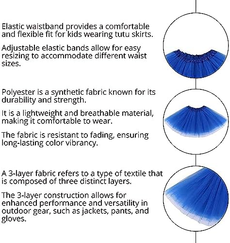 Lizzy Kids 3-Layered Tutu Skirt For Girls – Fancy Dress Ballet Dance Halloween Costume Soft Tulle Fabric With Elastic Waistband