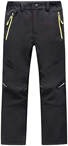 LNFINTDO Kids Waterproof Trousers Boys Girls Walking Trouser with Fleece Lined Winter Thermal Softshell Pants for Outdoor Skiing Hiking