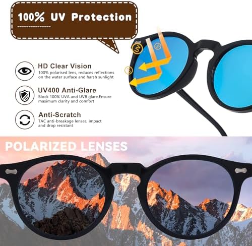 LOJUDI Kids Sunglasses Boys Girls - Polarised Round Childrens Sunglasses Mirrored Cool Style Retro Sun Glasses For UV400 Protection