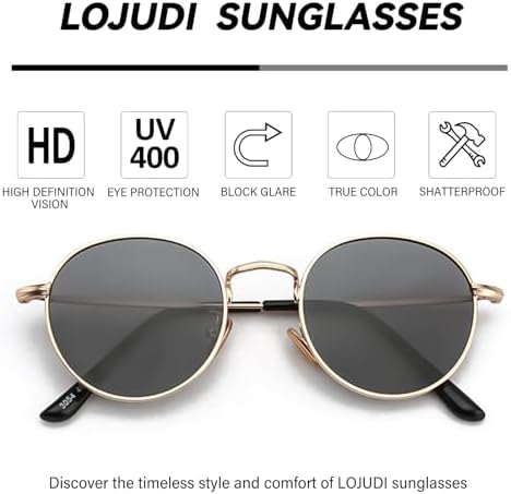 LOJUDI Kids Sunglasses Boys Girls - Polarised Round Metal Frame Cool Sun Glasses UV400 Protection For Childrens Age 3-16